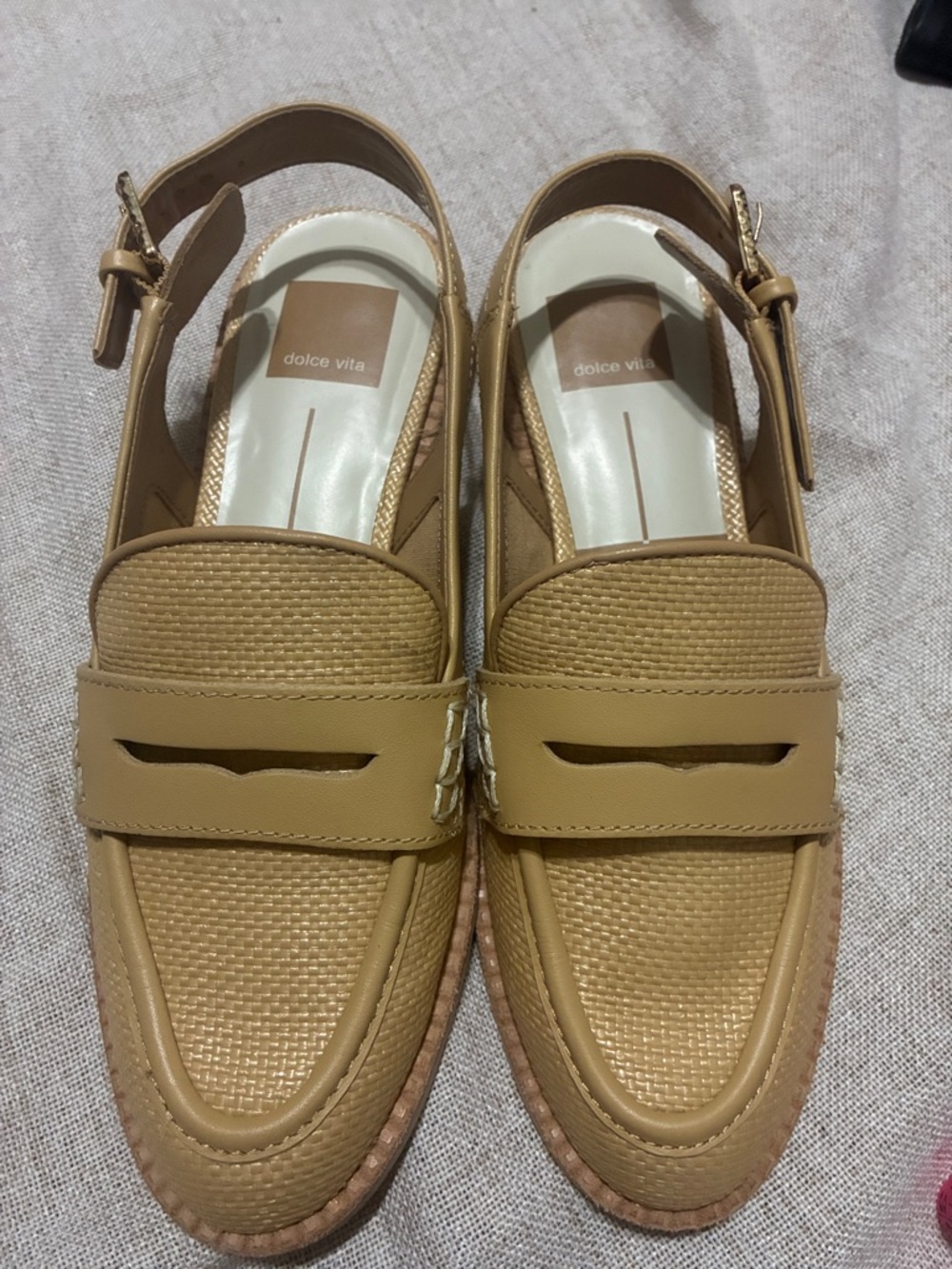 Dolce Vita Tan Woven Slingback Loafers